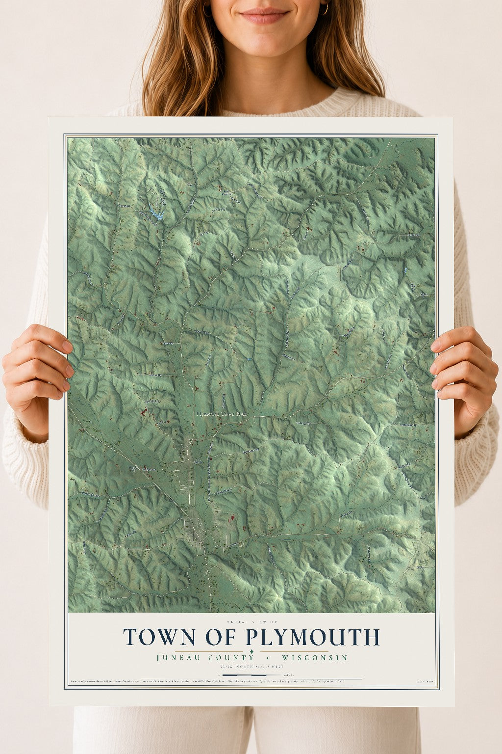 Map of the Town of Plymouth, Juneau County, Wisconsin, 18 x 24 inch unframed archival matte print