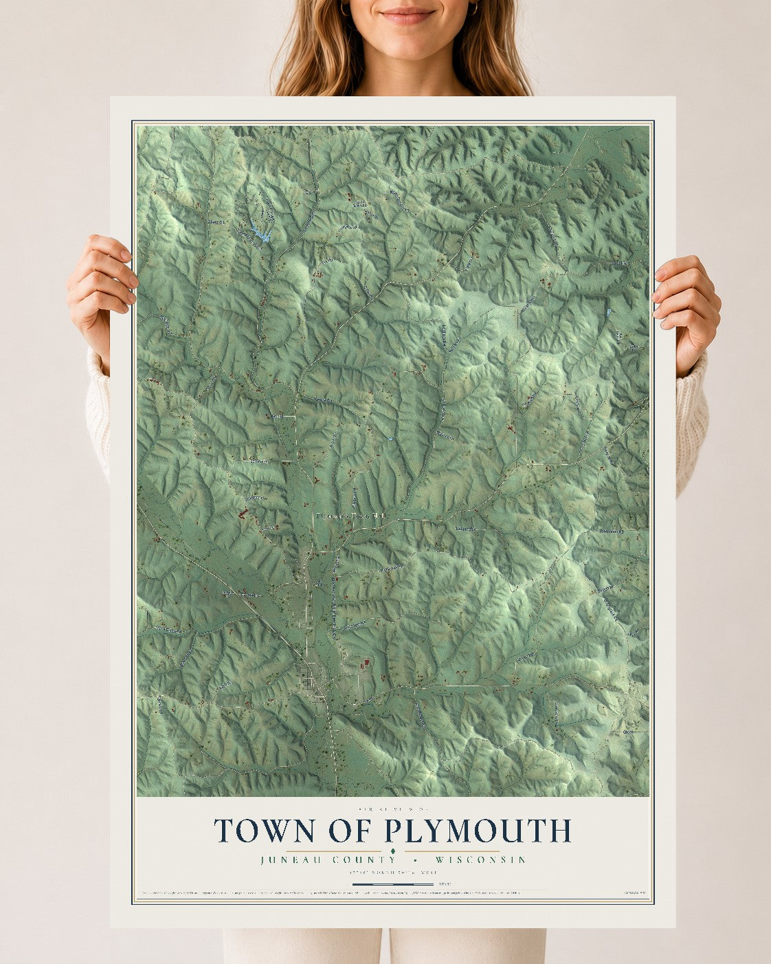 Map of the Town of Plymouth, Juneau County, Wisconsin, 24 x 36 inch unframed archival matte print