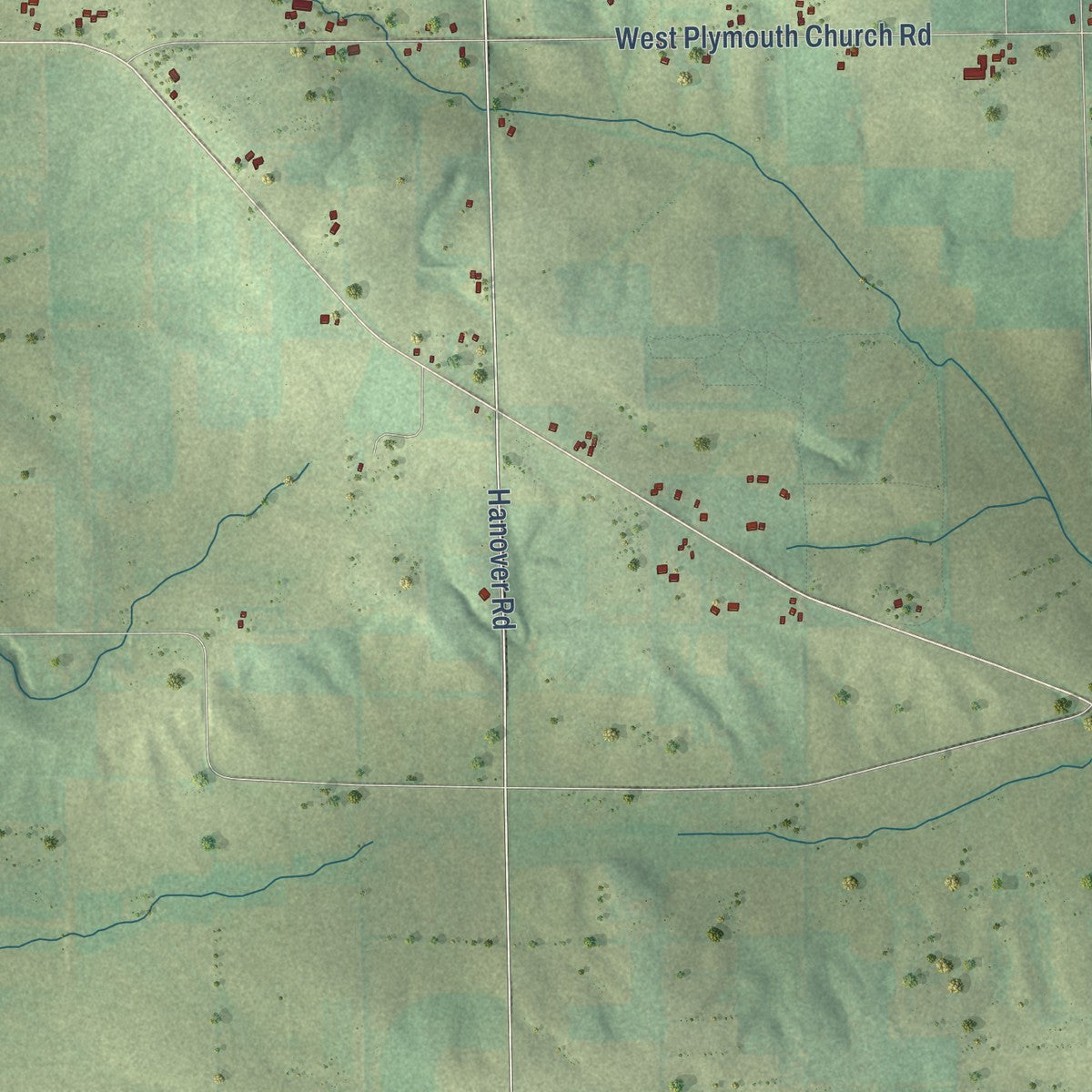 Second close-up of the map of the Town of Plymouth, Rock County, Wisconsin print showing more streets and buildings