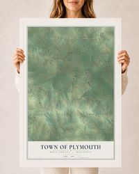 Map of the Town of Plymouth, Rock County, Wisconsin, 24 x 36 inch print in a white wood frame