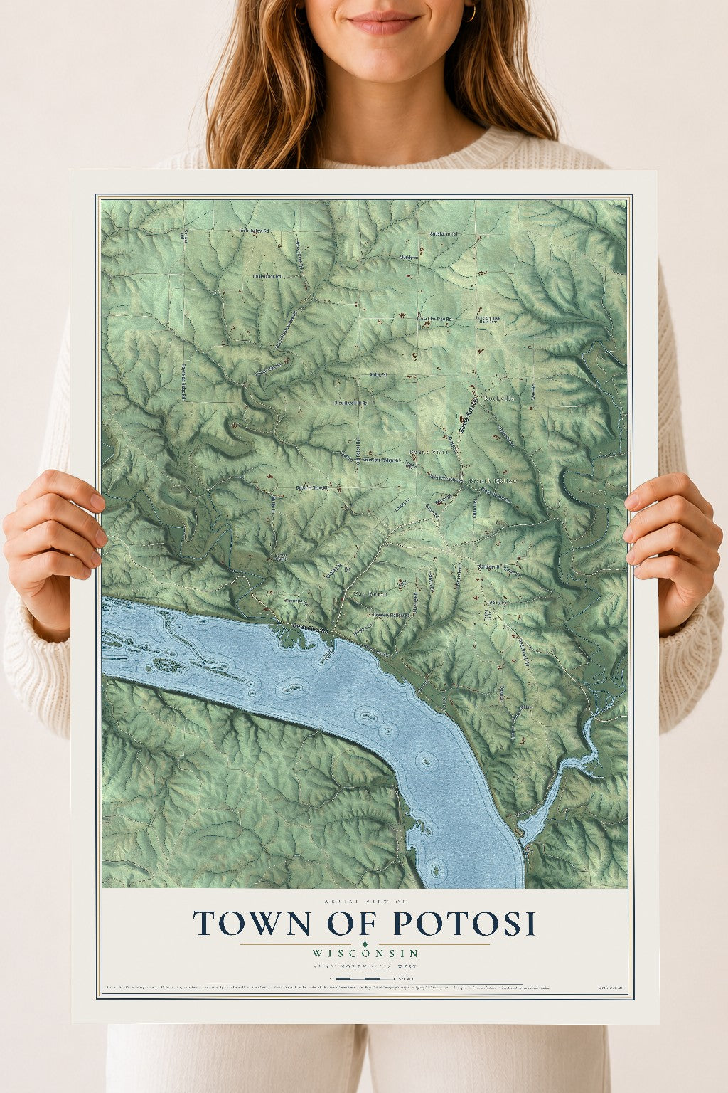 Map of the Town of Potosi, Wisconsin, 18 x 24 inch unframed archival matte print