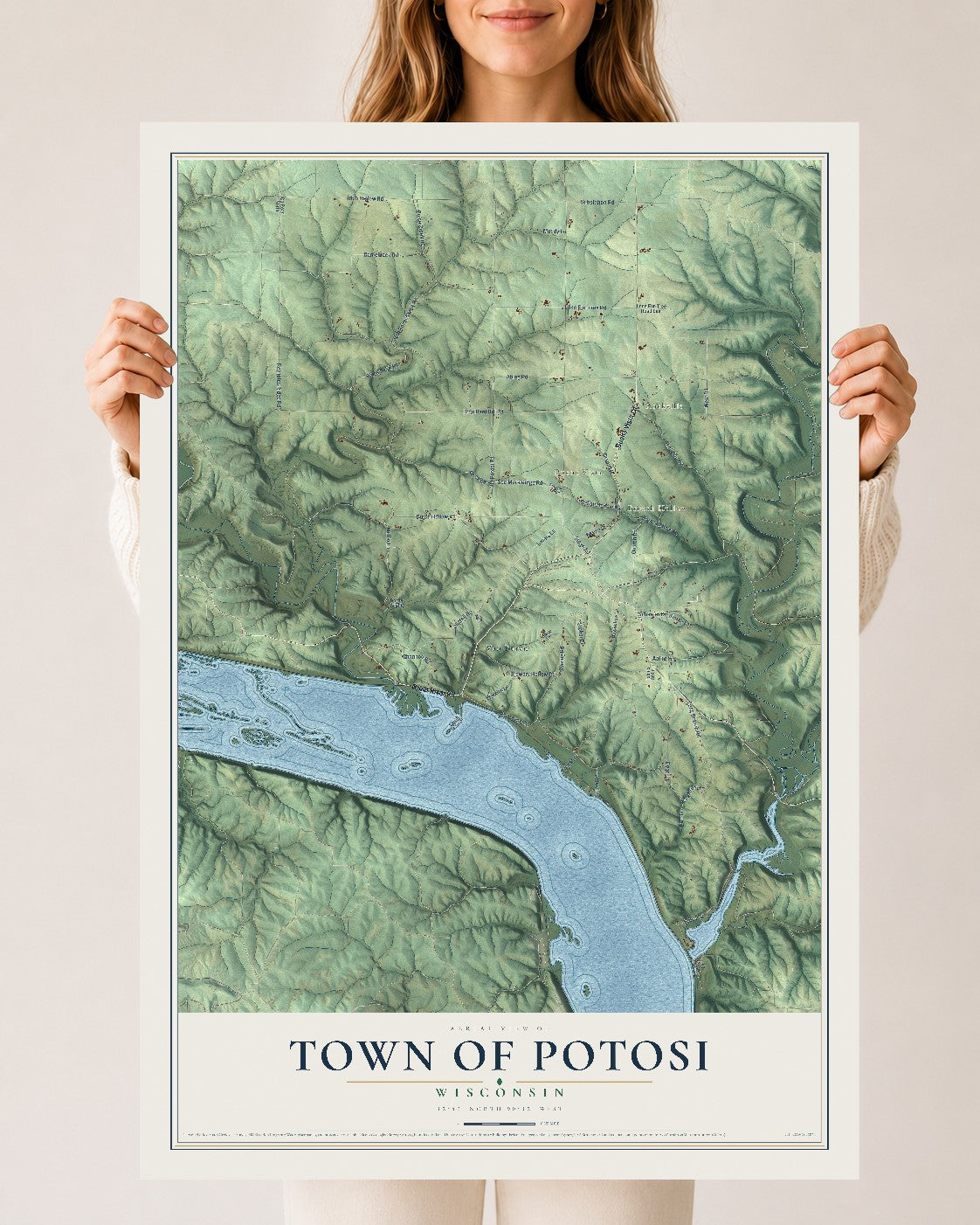 Map of the Town of Potosi, Wisconsin, 24 x 36 inch unframed archival matte print