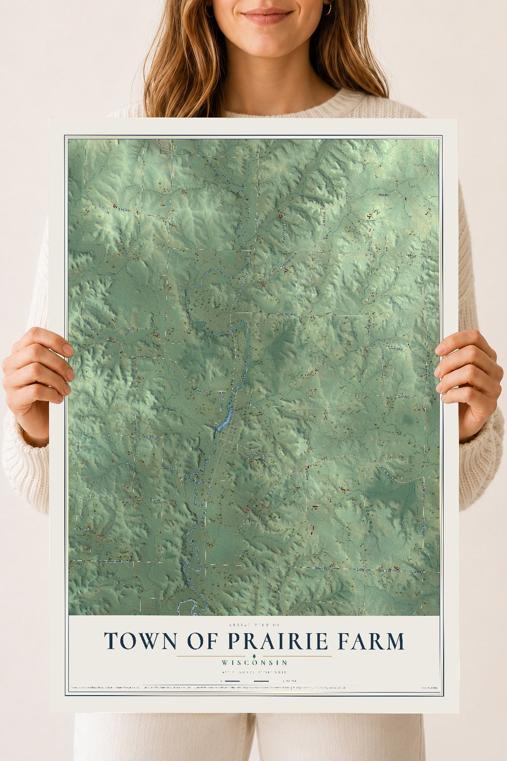 Map of the Town of Prairie Farm, Wisconsin, 18 x 24 inch unframed archival matte print