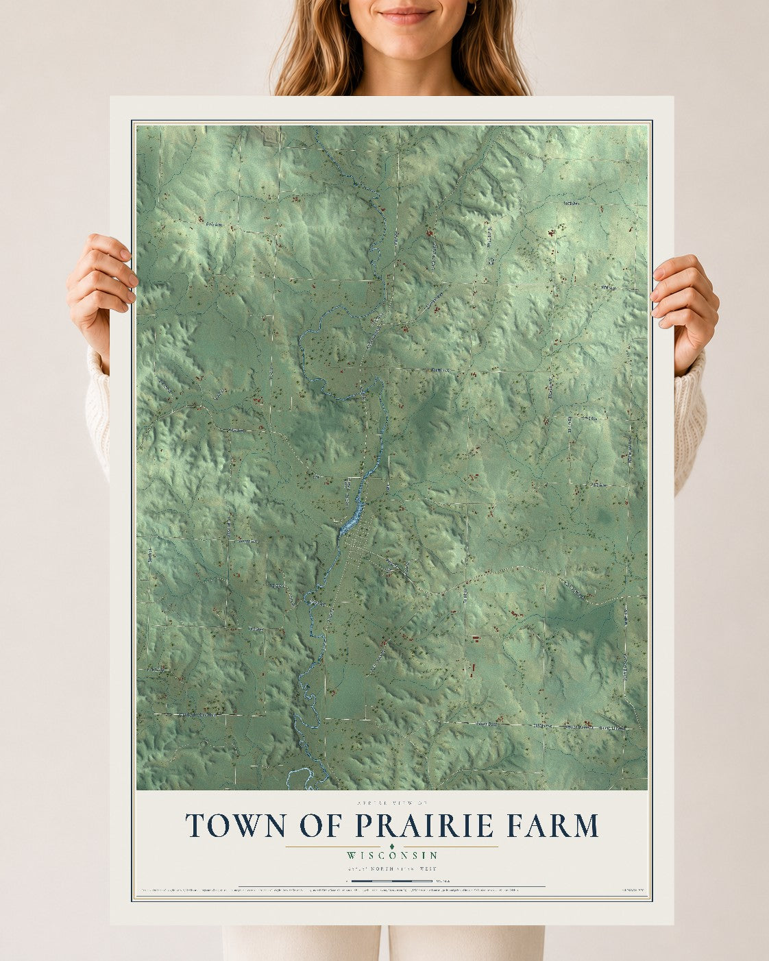 Map of the Town of Prairie Farm, Wisconsin, 24 x 36 inch unframed archival matte print