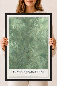 Map of the Town of Prairie Farm, Wisconsin, 18 x 24 inch print in a black wood frame