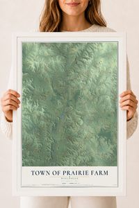 Map of the Town of Prairie Farm, Wisconsin, 18 x 24 inch print in a white wood frame