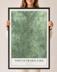 Map of the Town of Prairie Farm, Wisconsin, 24 x 36 inch print in a black wood frame