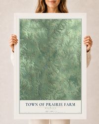 Map of the Town of Prairie Farm, Wisconsin, 24 x 36 inch print in a white wood frame