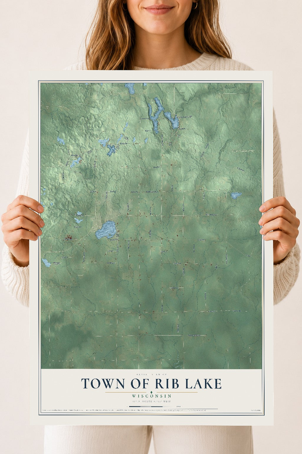 Map of the Town of Rib Lake, Wisconsin, 18 x 24 inch unframed archival matte print