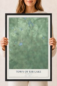 Map of the Town of Rib Lake, Wisconsin, 18 x 24 inch print in a black wood frame