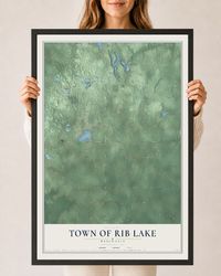 Map of the Town of Rib Lake, Wisconsin, 24 x 36 inch print in a black wood frame