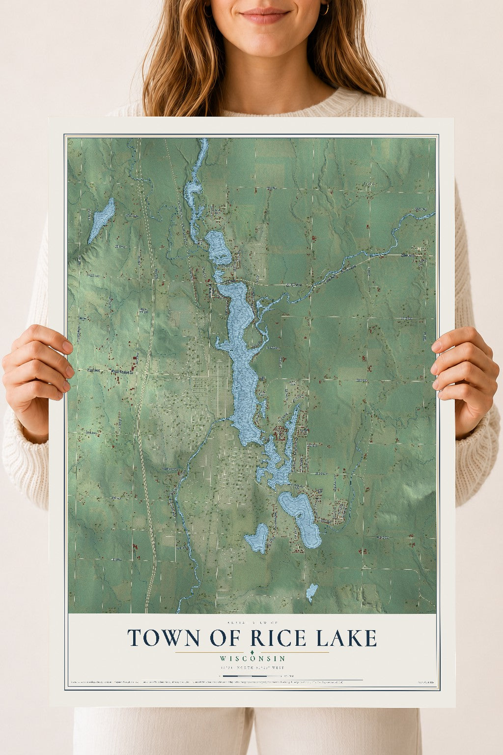 Map of the Town of Rice Lake, Wisconsin, 18 x 24 inch unframed archival matte print