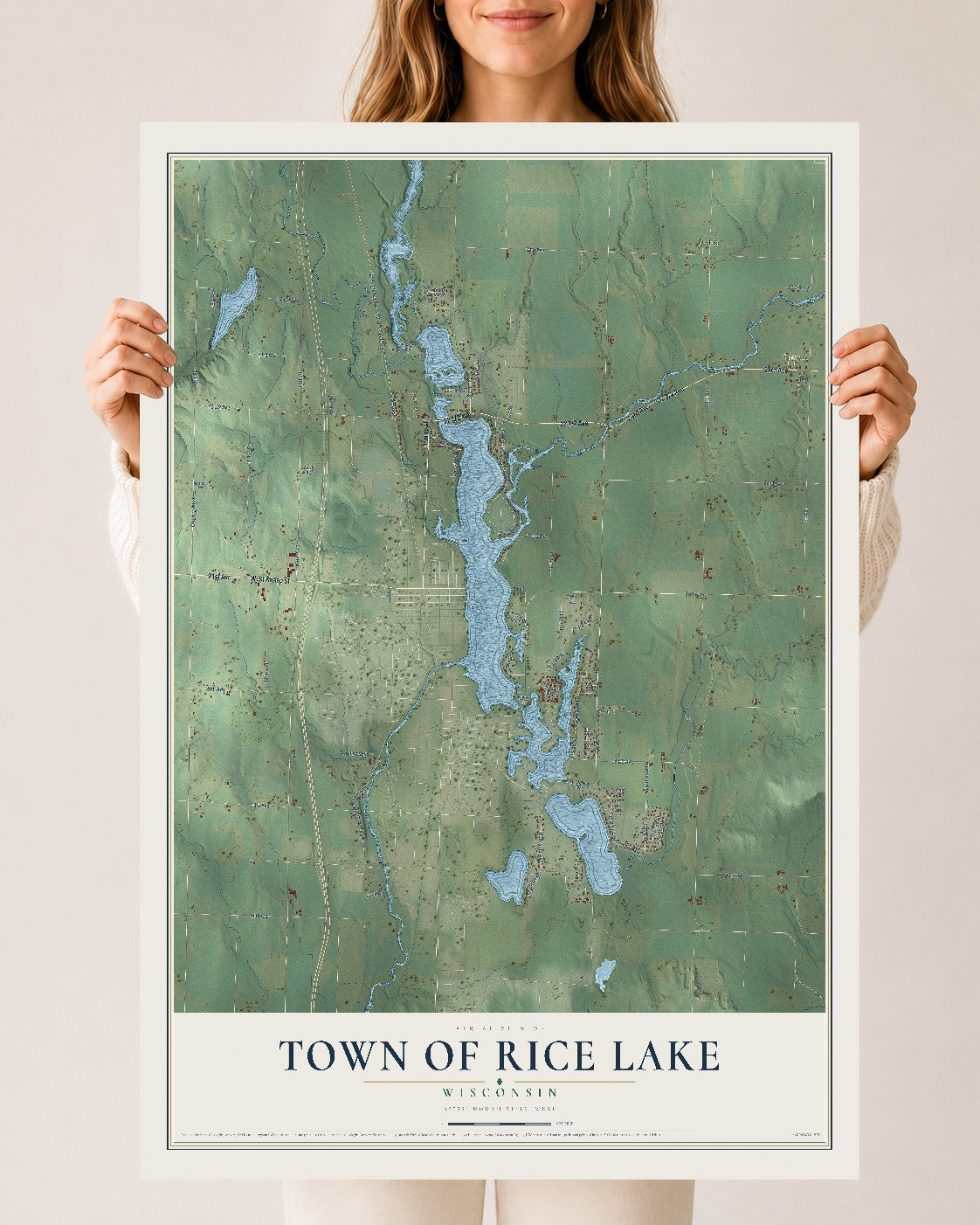 Map of the Town of Rice Lake, Wisconsin, 24 x 36 inch unframed archival matte print