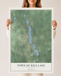 Map of the Town of Rice Lake, Wisconsin, 24 x 36 inch unframed archival matte print