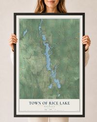 Map of the Town of Rice Lake, Wisconsin, 24 x 36 inch print in a black wood frame