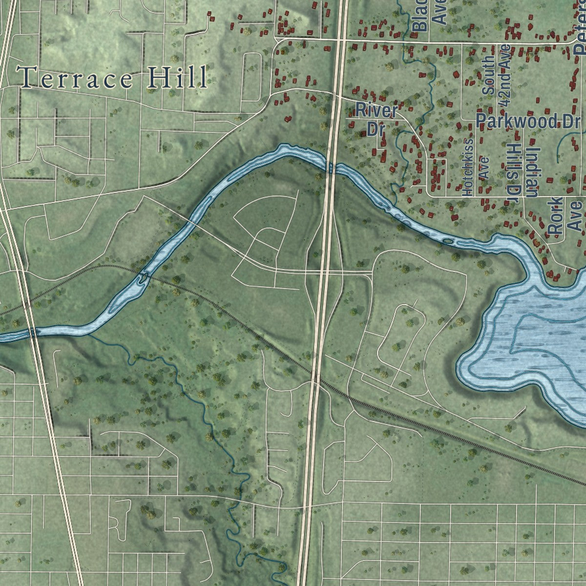 Close-up of the map of the Town of Seymour, Eau Claire County, Wisconsin print showing street and building detail