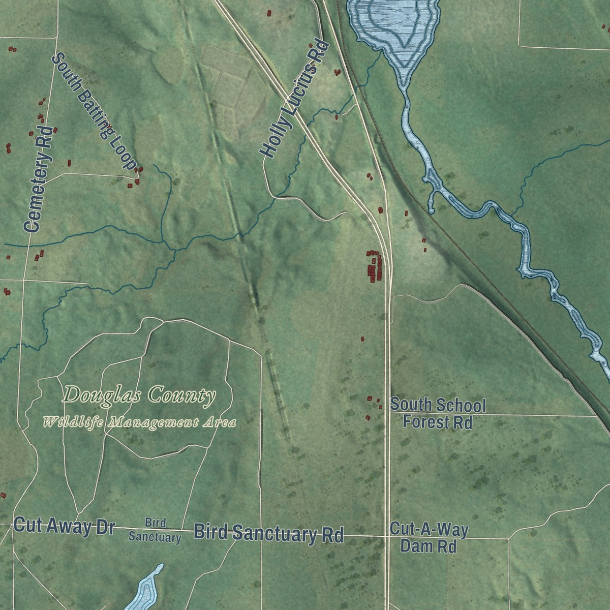 Second close-up of the map of the Town of Solon Springs, Wisconsin print showing more streets and buildings