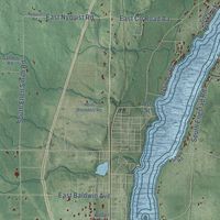 Close-up of the map of the Town of Solon Springs, Wisconsin print showing street and building detail