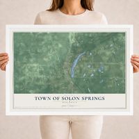 Map of the Town of Solon Springs, Wisconsin, 18 x 24 inch print in a white wood frame