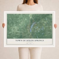 Map of the Town of Solon Springs, Wisconsin, 24 x 36 inch print in a white wood frame