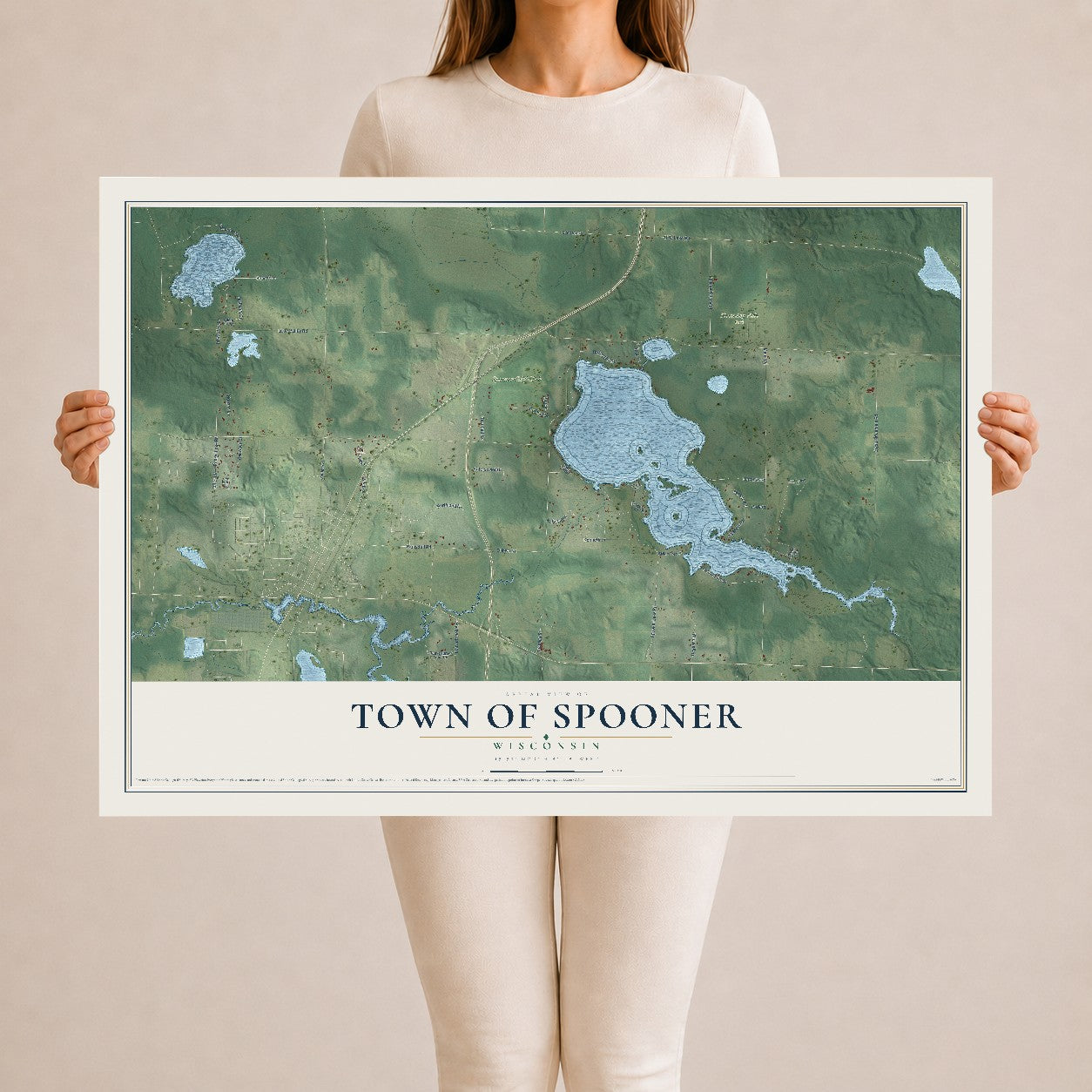 Map of the Town of Spooner, Wisconsin, 24 x 36 inch unframed archival matte print