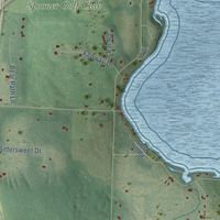 Second close-up of the map of the Town of Spooner, Wisconsin print showing more streets and buildings