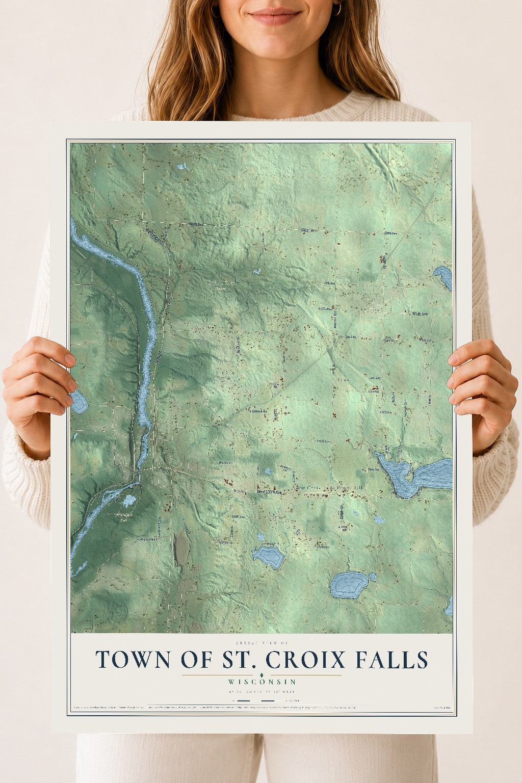 Map of the Town of St. Croix Falls, Wisconsin, 18 x 24 inch unframed archival matte print