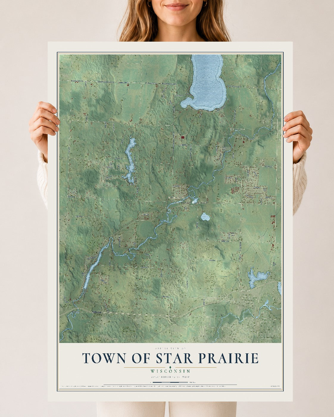 Map of the Town of Star Prairie, Wisconsin, 24 x 36 inch unframed archival matte print