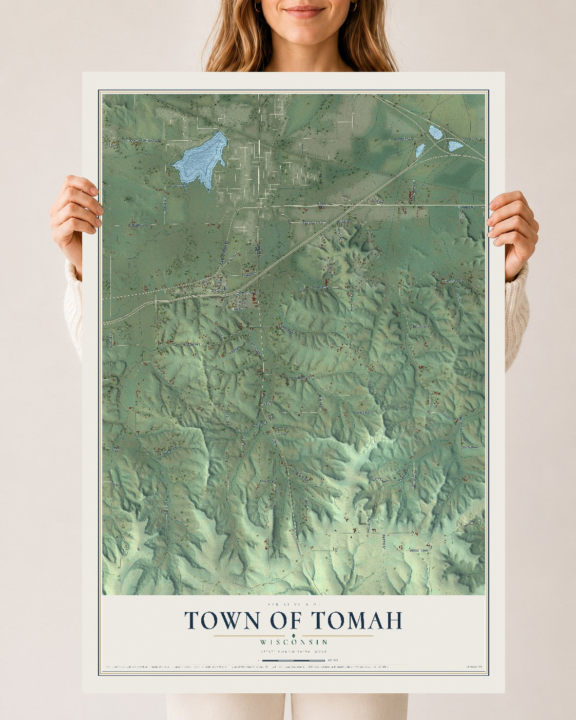 Map of the Town of Tomah, Wisconsin, 24 x 36 inch unframed archival matte print