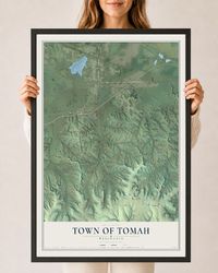 Map of the Town of Tomah, Wisconsin, 24 x 36 inch print in a black wood frame