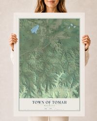 Map of the Town of Tomah, Wisconsin, 24 x 36 inch print in a white wood frame