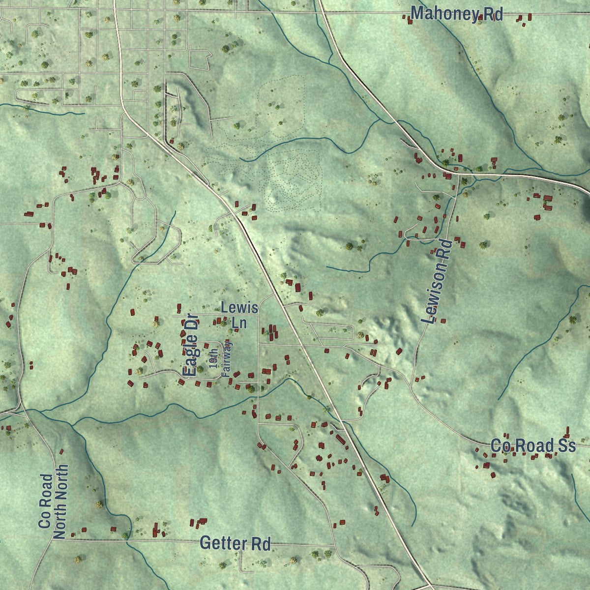 Close-up of the map of the Town of Viroqua, Wisconsin print showing street and building detail