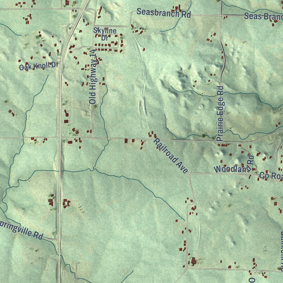 Second close-up of the map of the Town of Viroqua, Wisconsin print showing more streets and buildings