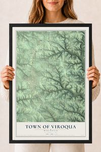 Map of the Town of Viroqua, Wisconsin, 18 x 24 inch print in a black wood frame