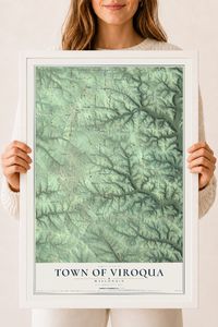 Map of the Town of Viroqua, Wisconsin, 18 x 24 inch print in a white wood frame