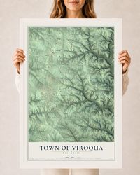 Map of the Town of Viroqua, Wisconsin, 24 x 36 inch print in a white wood frame
