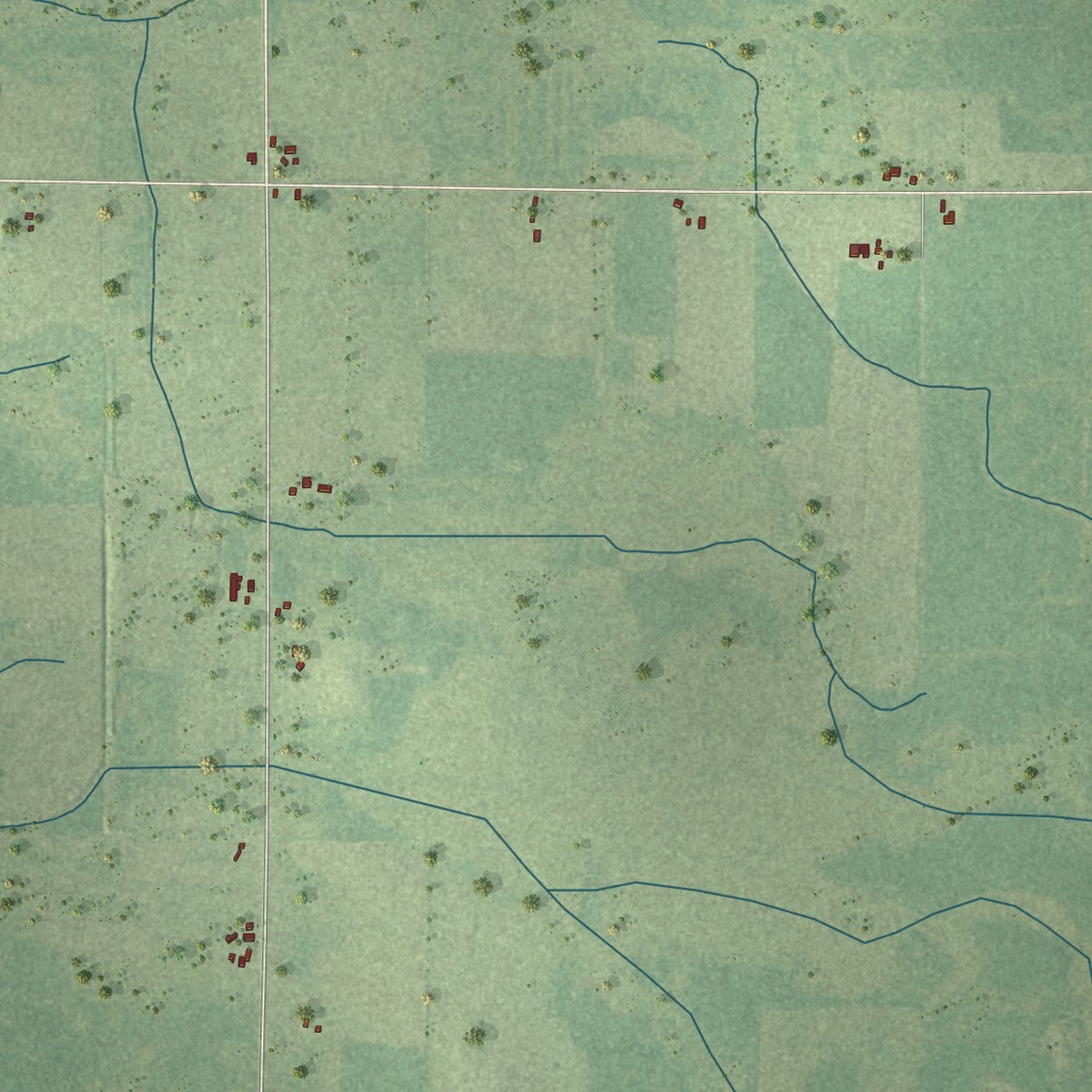 Second close-up of the map of the Town of Washburn, Clark County, Wisconsin print showing more streets and buildings