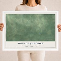 Map of the Town of Washburn, Clark County, Wisconsin, 18 x 24 inch print in a white wood frame