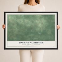 Map of the Town of Washburn, Clark County, Wisconsin, 24 x 36 inch print in a black wood frame