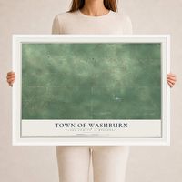 Map of the Town of Washburn, Clark County, Wisconsin, 24 x 36 inch print in a white wood frame