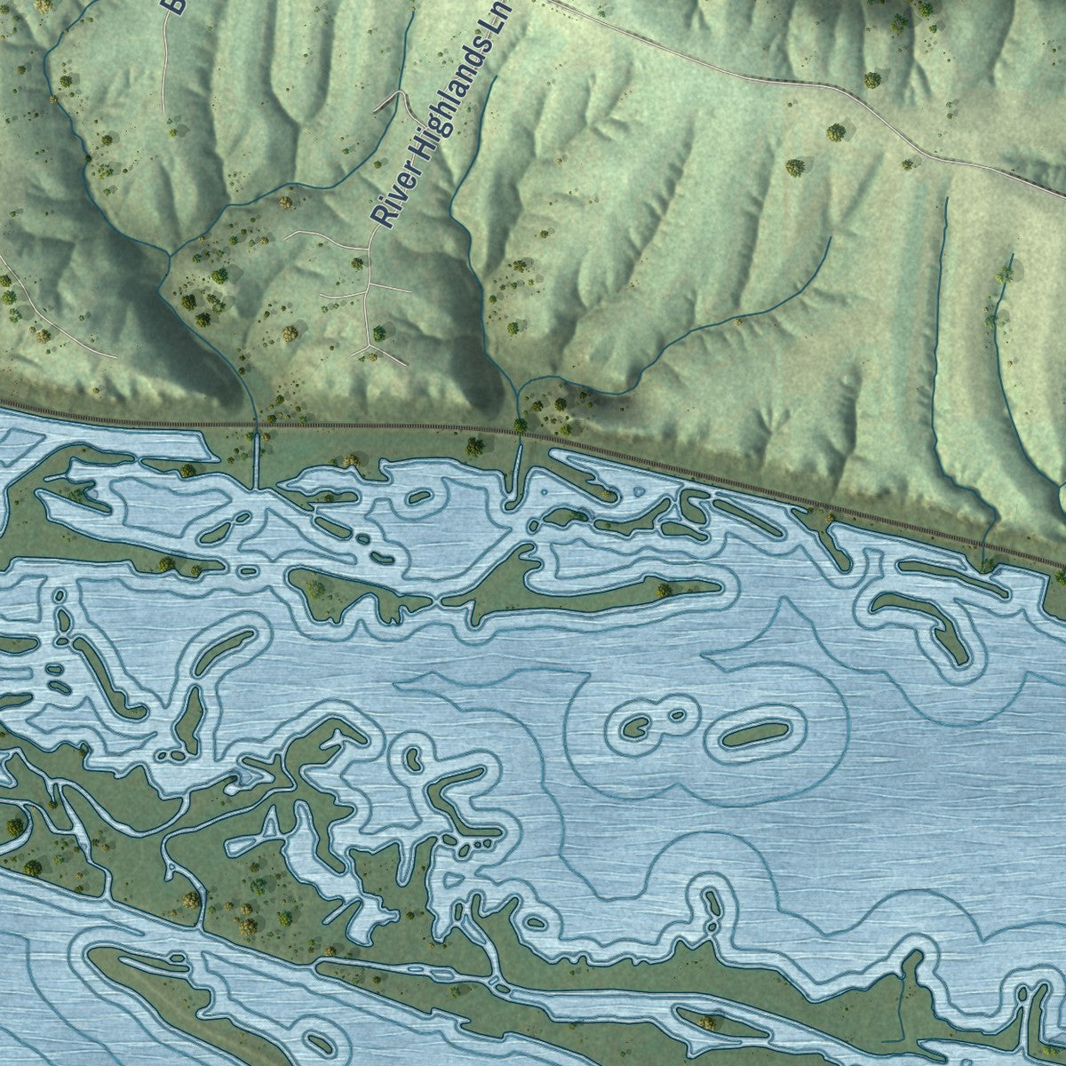 Second close-up of the map of the Town of Waterloo, Grant County, Wisconsin print showing more streets and buildings