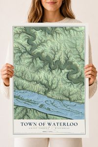 Map of the Town of Waterloo, Grant County, Wisconsin, 18 x 24 inch unframed archival matte print