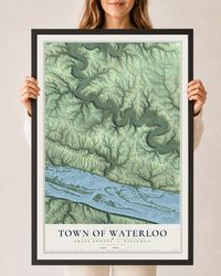 Map of the Town of Waterloo, Grant County, Wisconsin, 24 x 36 inch print in a black wood frame