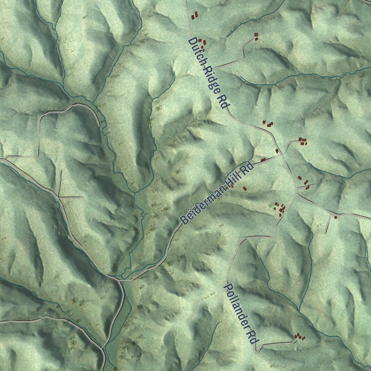 Second close-up of the map of the Town of Wauzeka, Wisconsin print showing more streets and buildings