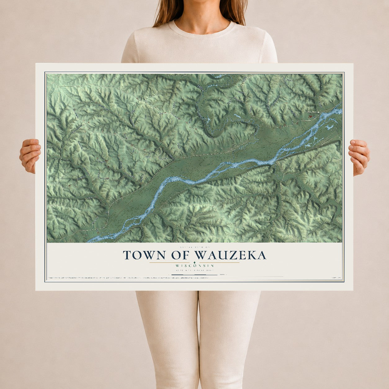 Map of the Town of Wauzeka, Wisconsin, 24 x 36 inch unframed archival matte print