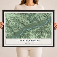 Map of the Town of Wauzeka, Wisconsin, 18 x 24 inch print in a black wood frame