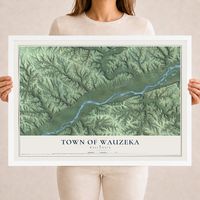 Map of the Town of Wauzeka, Wisconsin, 18 x 24 inch print in a white wood frame