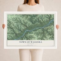 Map of the Town of Wauzeka, Wisconsin, 24 x 36 inch print in a white wood frame