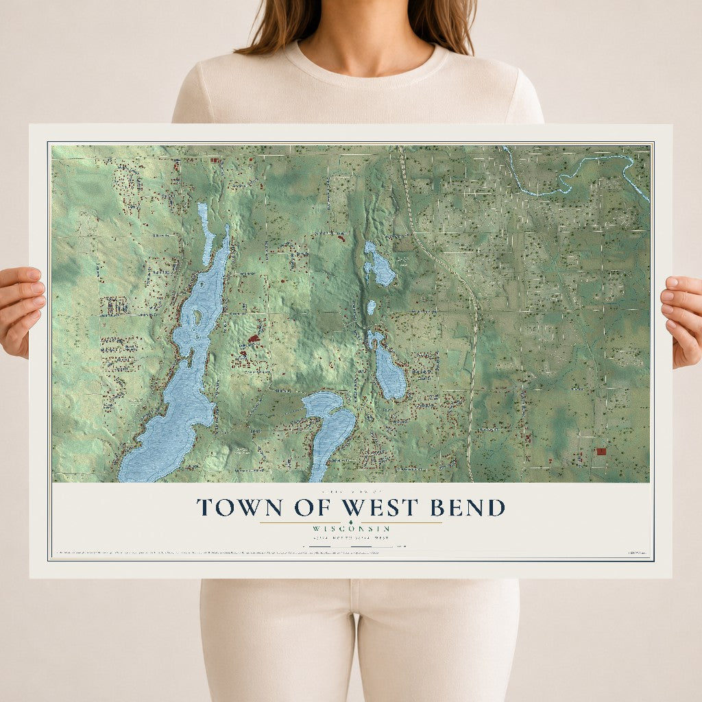 Map of the Town of West Bend, Wisconsin, 18 x 24 inch unframed archival matte print
