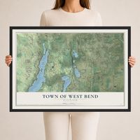 Map of the Town of West Bend, Wisconsin, 24 x 36 inch print in a black wood frame